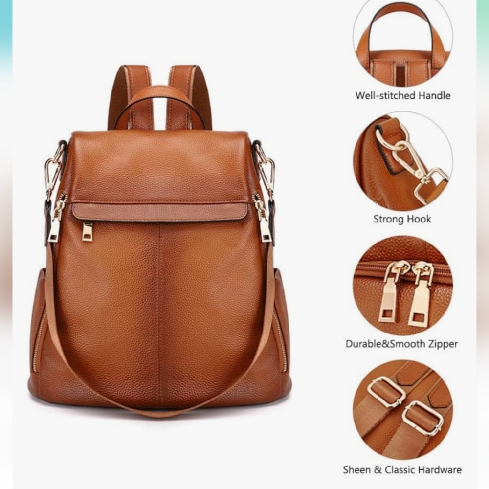 Kattee Women's Anti-Theft Backpack Purse Genuine Leather Shoulder Bag